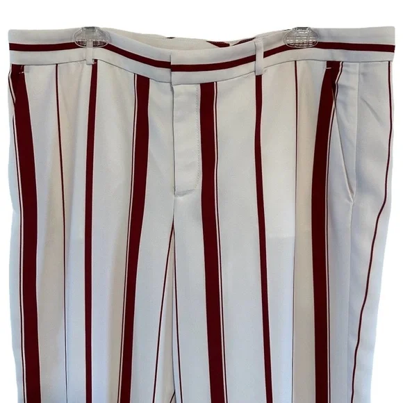 Banana Republic Blake Women's Red White Striped Wide Leg Pants Size 14 - Picture 4 of 9